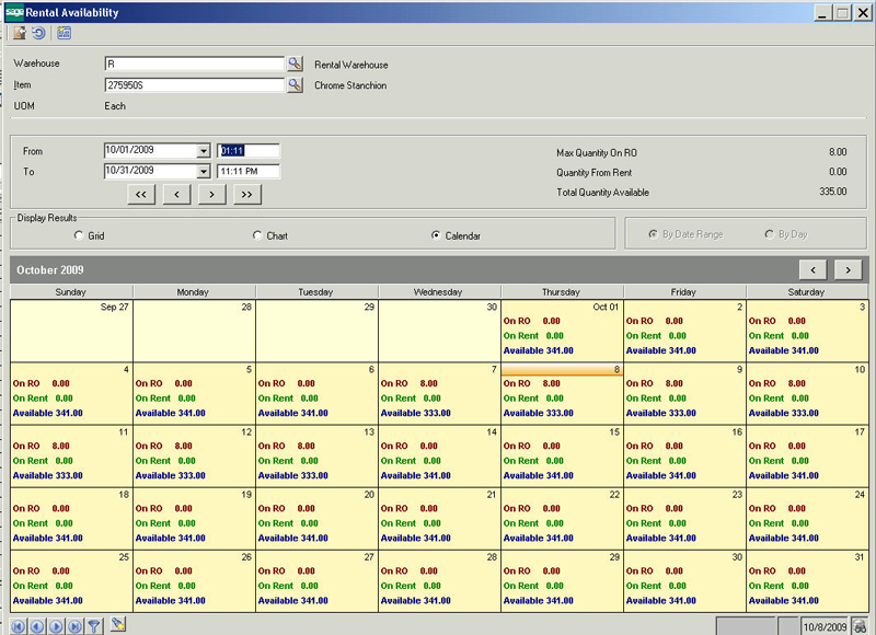 IIG Rental Item Availability Calendar