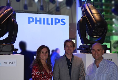 Anna Western Sales, Director Stage Electrics; Matt Hallard, European Sales Manager Philips Vari-Lite; Adam Blaxill, Head of Marketing/Strategic Buying, Stage Electrics