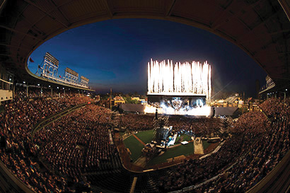 Lighting up Chicago’s Wrigley Field for Roger Waters’ The Wall Live tour.