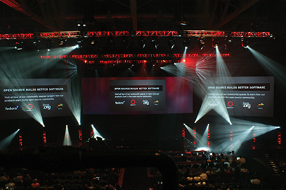 Red Hat Summit General Session, lit by Brite Ideas