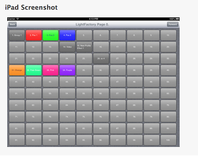 LightFactory iPad shortcuts