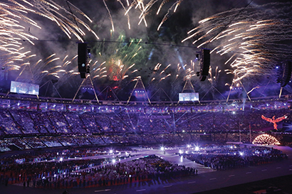 Closing ceremonies at the London Olympics, 2012. Photo courtesy of Merging Technologies.