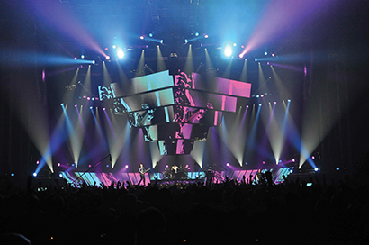 Brilliant Stages was involved in the overhead LED video pyramid and other set elements for the Muse Second Law tour