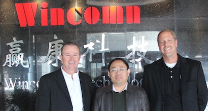 Larry Howard, Sales Manager (Alcorn); Hansen Yang (Vice General Manager, Senior Engineer - Wincomn); Jim Carstensen, Director of Engineering (Alcorn)