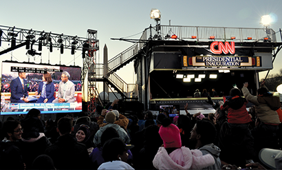 CNN contracted with GoVision to construct a 10 by 17 foot modular LED screen for its broadcast set