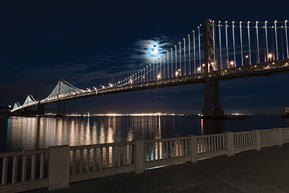 The Bay Lights animates the 1.8-mile span from San Francisco to Yerba Buena Island. Photo by Lucas Saugen