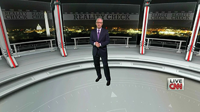 CNN’s Virtual Studio uses immersive imagery to teleport Tom Foreman into settings relevent to his news coverage.