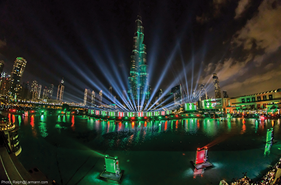 Burj Khalifa New Years 2013 light show, photo by Ralph Larmann, The New Year's show recurred throughout January