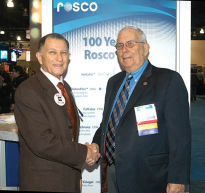 Joe Tawil (left), founder of GAM Products, and Stan Miller, Rosco’s chairman of the board.