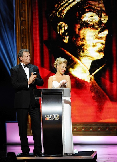 Olivier Awards: Hugh Bonneville & Sheridan Smith. Photo Jonathan Hordle, Rex Features