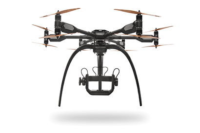 Black Armored Drone from Intuitive Aerial was designed to hoist RED digital cinema cameras.