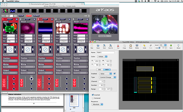 The author was able to use TouchOSC to control her ArKaos software.