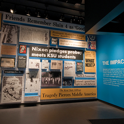 Kent State University’s newly dedicated May 4 Visitors Center. The university selected Alcorn McBride’s A/V Binloop to playback the audio and video in the exhibit.