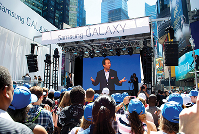 The 10’ x 17’ screen supported a performance by Icona Pop