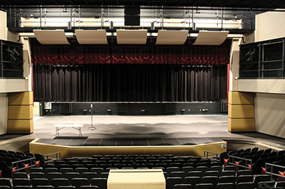 PLA Designs provided a Daktronics automated rigging system for the 450-seat theater at Woodinville High School, Woodinville, WA.