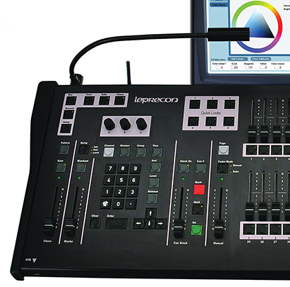 Leprecon Updates LPC Controller Line. Pictured here, a closeup of the three front panel encoders for parameter control.