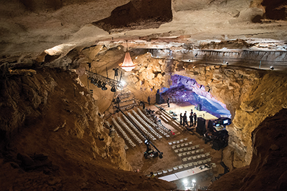 LD Allen Branton has been lighting the Volcano Room at Cumberland Caverns for the Bluegrass Underground show on PBS