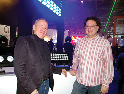 Pic: SGM CEO Peter Johansen (left) with PRG’s Paul Weaver — and the P-5 at PLASA 2013