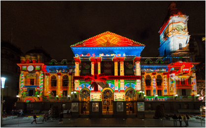 TDC large format projection on Melbourne Town Hall. Photo courtesy TDC