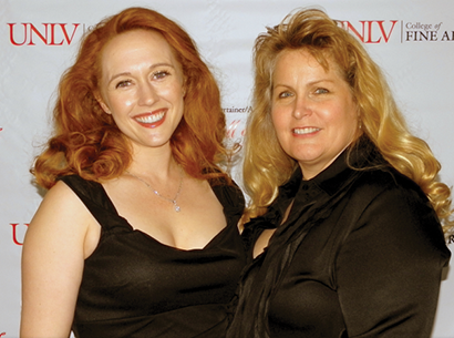 At the UNLV Hall of Fame awards ceremony, from left, partners Mindy Woodhead and Jeanette Farmer.