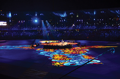 Lusophony Games 2014 opening ceremony included projection mapped visuals from Christie projectors. Production Design: BARTKRESA design.