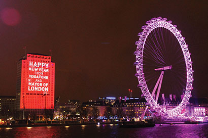 Ross Ashton and the Projection Studio (TPS) worked as consultants to Jack Morton Worldwide, producers of the Mayor of London’s New Year’s Eve fireworks display