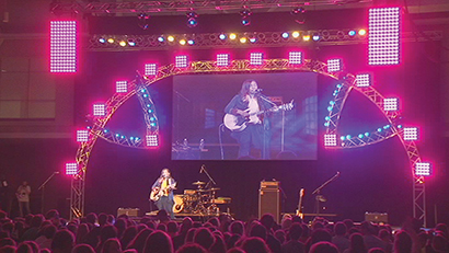 Mid-South Audio provided the visual centerpiece for a Methodist youth rally with 44 of Chauvet Professional’s Nexus COB LED panels and 60 MVP Ta8 curved video panels.