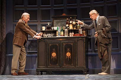 Ian McKellen and Patrick Stewart performed in Samuel Beckett’s Waiting for Godot and Harold Pinter’s No Man’s Land on alternating nights at Broadway’s Cort Theatre, with an assist from Billy Crudup and Shuler Hensley. Photo by Joan Marcus.