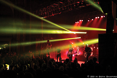 LD Cody James of JDI Productions lit Yellowcard’s concert at Lupo’s Heartbreak Hotel concert hall earlier this year using Legend 230SR Beam and Legend 412 moving heads from Chauvet Professional. Photo by Seth Shapiro.