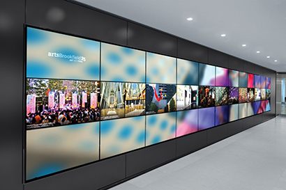 Brookfield HQ features Dataton Watchpax-controlled high-res video wall. Photo by Union Design, LLC