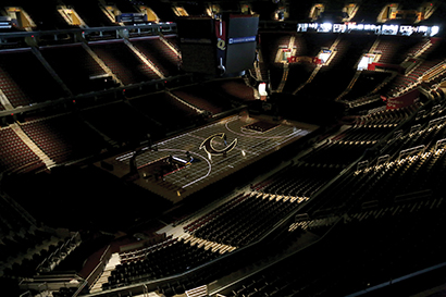 Video Mapped Tribute Fills the Home of the Cavs. Pictured here, a preview of the show within 20,562-seat Quicken Loans Arena (aka The Q)