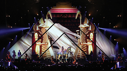 Katy Perry's Prismatic World Tour Gets PRG Nocturne Support. As with the European tour leg, pictured here, the U.S. tour will also feature a large triangle-shaped video screen. Photo by Sarah Rushton-Read