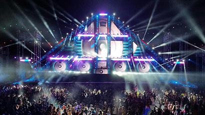 Basspod Stage at EDC Vegas Featured 82 Nexus 4x4 COB LED Panels. Photo by Aldo Parenti