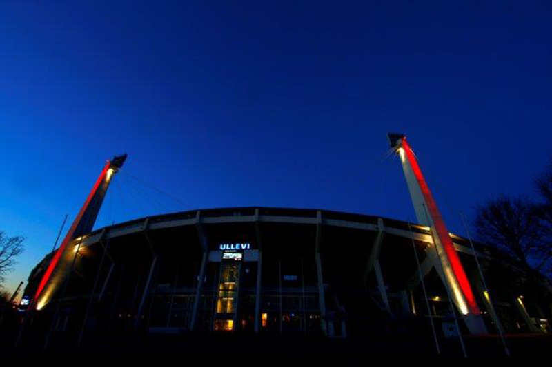 Kreative Teknik AB used Martin Professional Exterior 400 light fixtures to light the concrete pillars near the entrance to Ullevi Stadium in Gothenburg, Sweden.