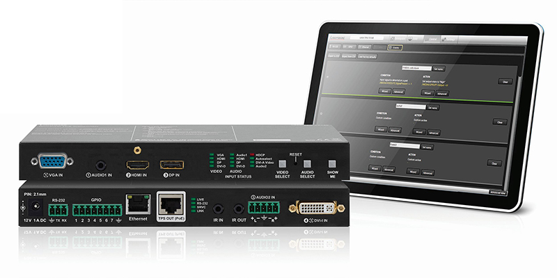 Event Manager, a new feature of Lightware’s UMX-TPS transmitter family, helps integrate lighting, audio and other systems without an additional control system