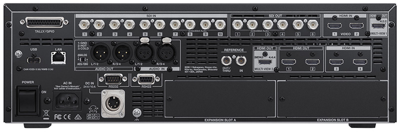 Roland’s new V-1200HD Broadcast and Live Video Production Switcher (right, rear), along with the V-1200HDR Control Surface (foreground) and video monitor.