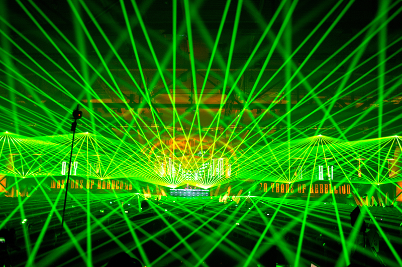 The Laserfabrik crew used laser gear from Laserworld for the March 28 event. The RTI units were chosen in part for reliability and Laserworld’s show support.