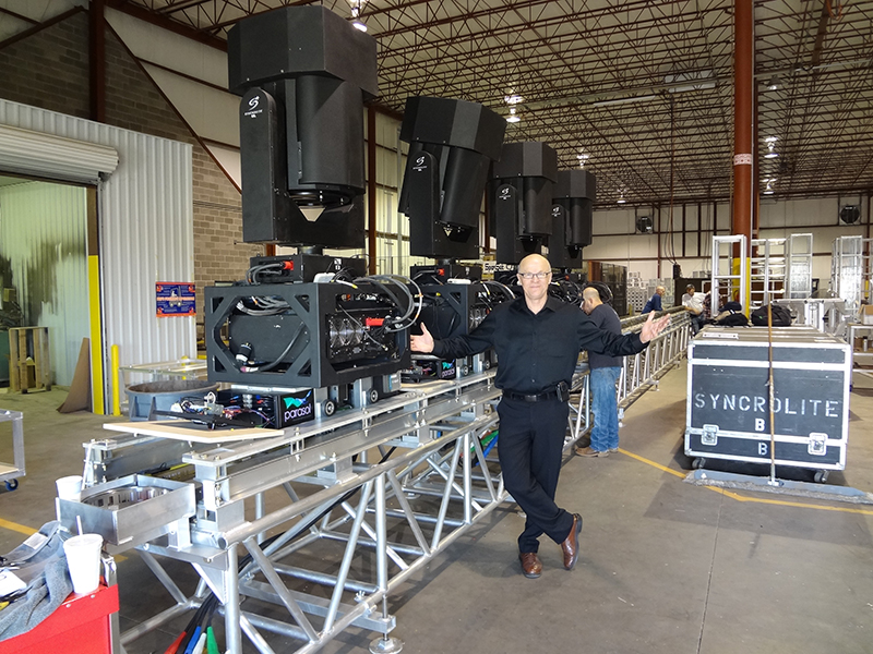 Parasol Advanced Systems inventor/co-founder Hermann Fruhm with the system used for American Idol.