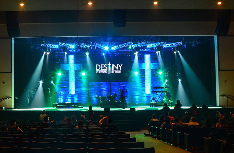 Illuminate Production Services (IPS) owner Rick Franke and his son, Caleb, helped the church modernize its visual presentation to churchgoers.