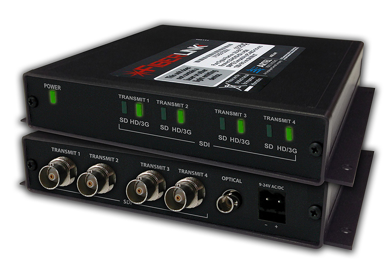 modular DigiLink media transport platform; Fiberlink solutions for transmitting 3G/HD/SD-SDI/4K, audio, and Ethernet data over fiber; and the Scan Do HD, DVI, and RGB computer video-to-3G/HD/SD-SDI scan converter. Pictured here is Fiberlink.