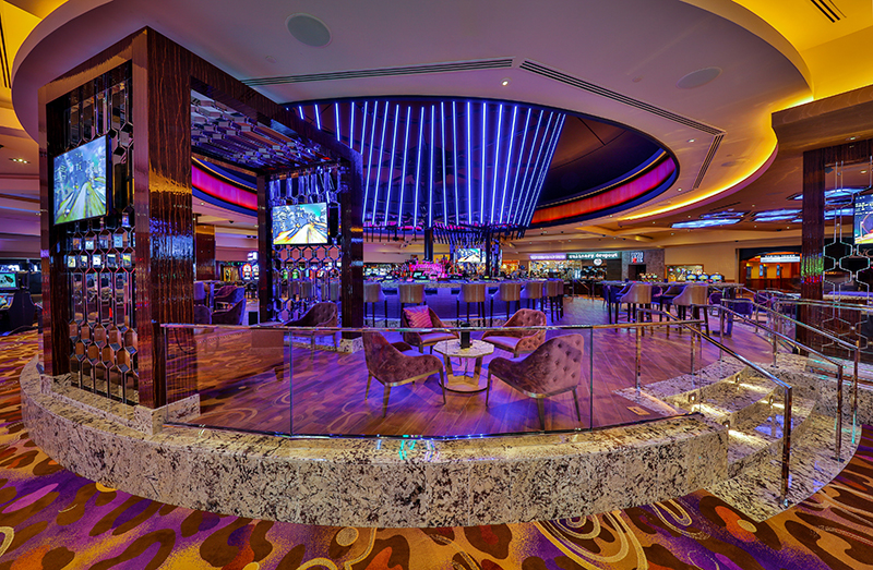 The new design for the Center Bar at Las Vegas' Hard Rock Hotel and Casino incorporates 267 ÉPIX Strip 2.0 LED linear fixtures from Chauvet Professional. Photo by Erik Kabik.