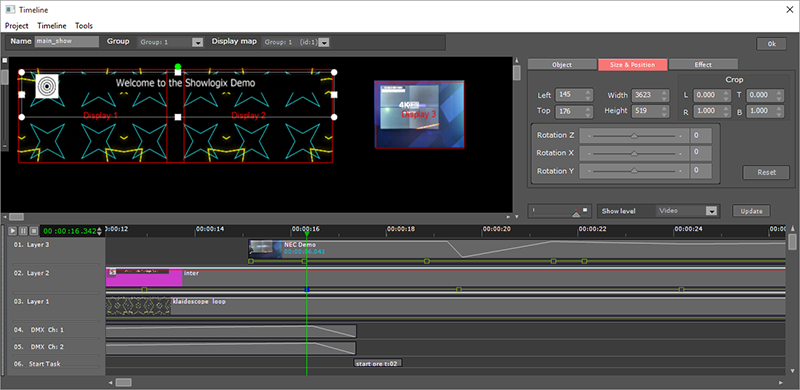 Showlogix, a developer of show and media control software, has released its version 1.6, designed for producing multi-display shows and interactive attractions in museums, visitor centers, trade shows, live shows etc. The new Timeline Object includes numerous layers of videos, images or sound, synchronized to one centralized timecode. This is done across displays and computers.