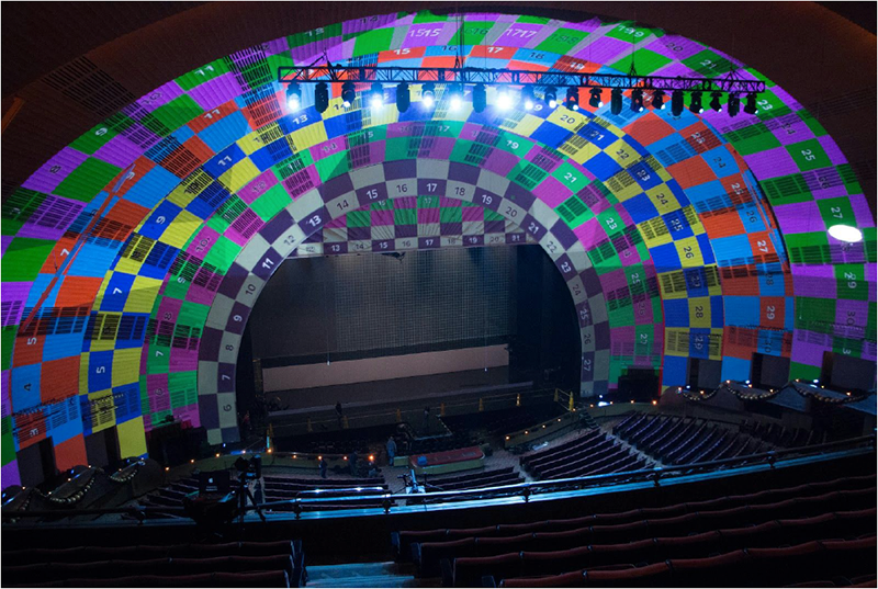 The projection-mapping setup in Radio City Music Hall