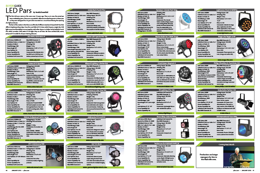 PLSN Jan 2016 Buyers Guide - LED Pars