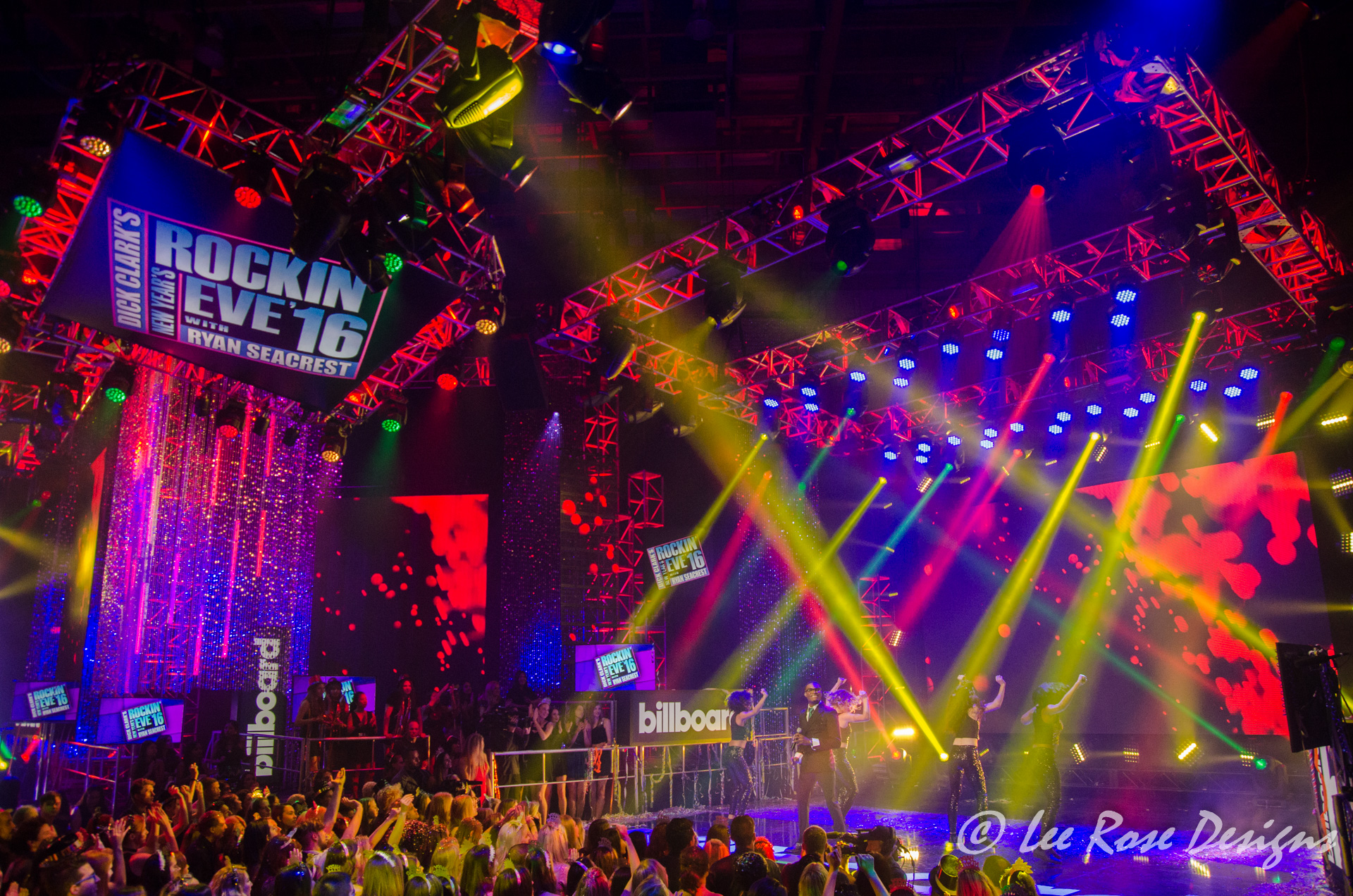 Lee Rose once again lit the Hollywood Party for New Year's Rockin' Eve. Photo courtesy Lee Rose Designs