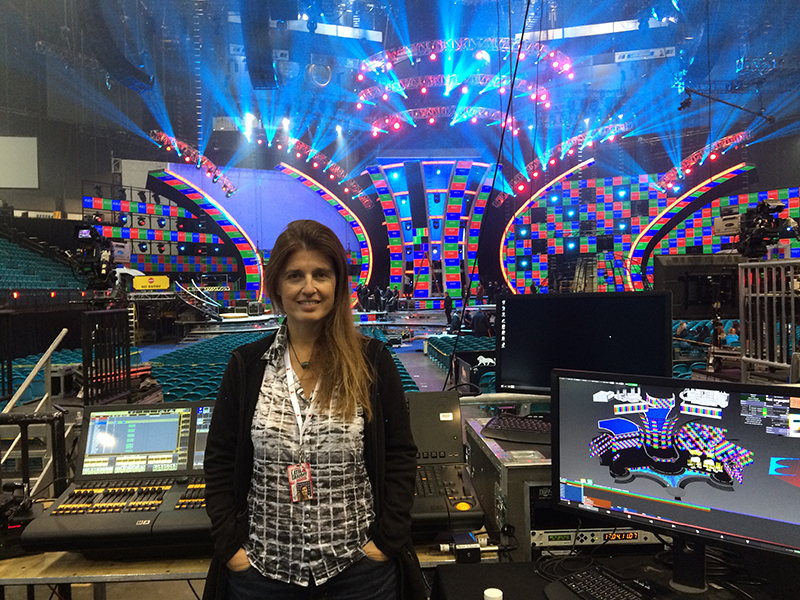 Laura Frank at FOH for the 2015 Latin Grammys, which were staged at the MGM Grande in Las Vegas.