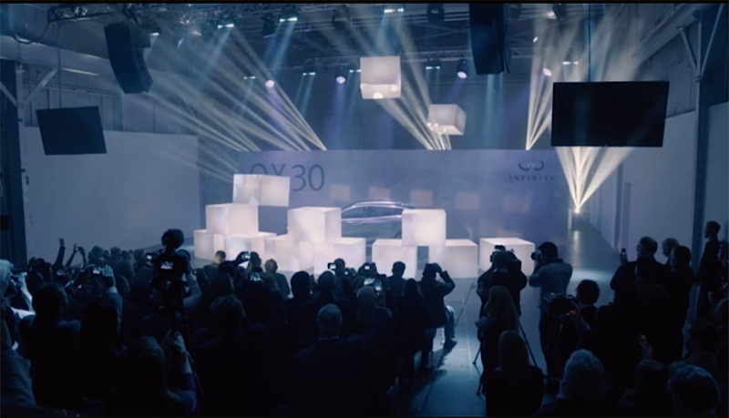 Infiniti’s booth at the Los Angeles Auto Show featured drone-equipped light boxes.