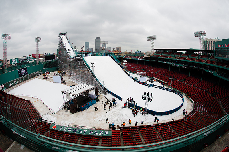 The Polartec Big Air event in Boston's Fenway Park. Photo courtesy U.S. Snowboarding/USSA