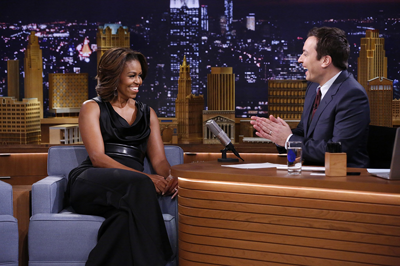 Jimmy Fallon interviews Michelle Obama. Photo courtesy NBC