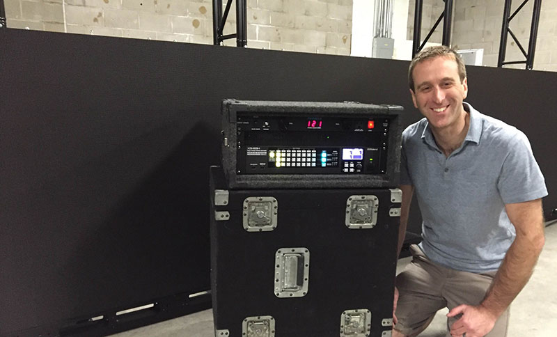 Daniel Willis of AV Technik with Roland's XS-83H Multi-Format AV Matrix Switcher